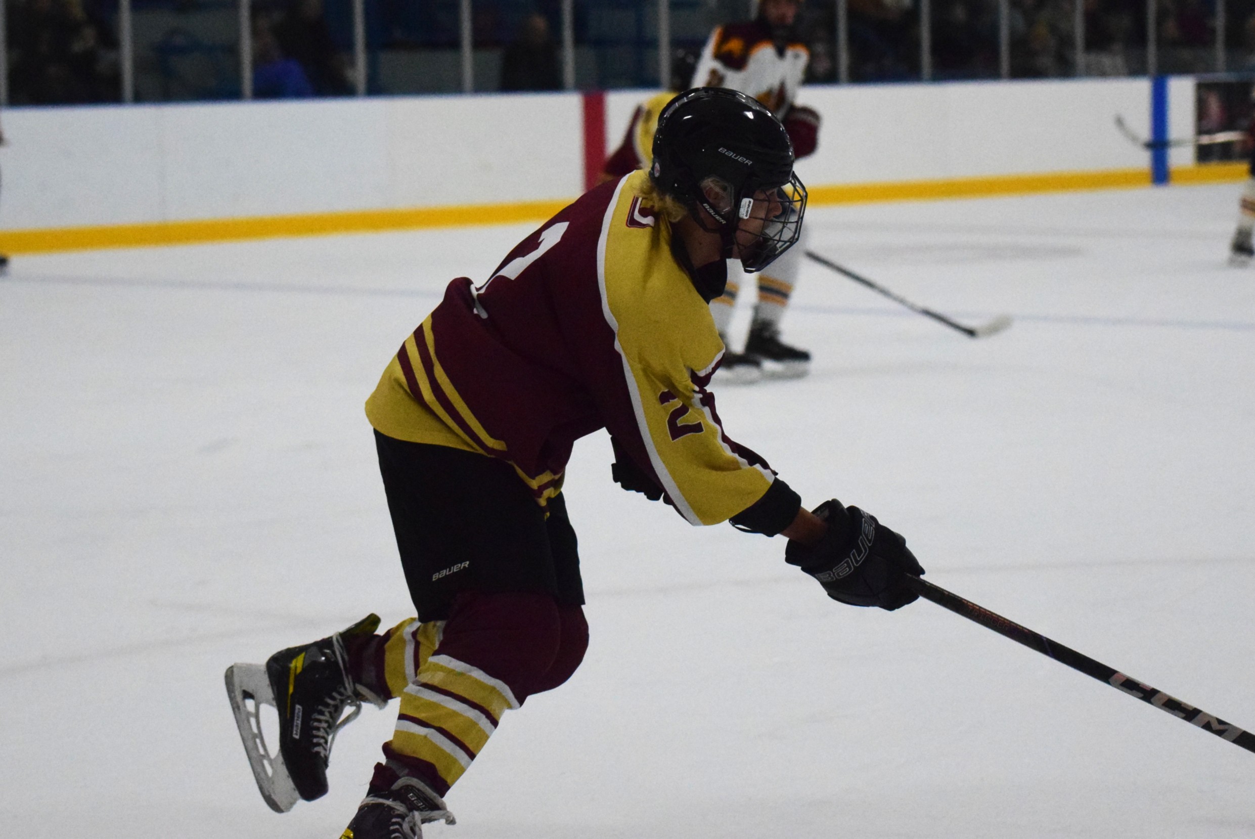 The Riverview-Cabrini United ice hockey team used a big third...