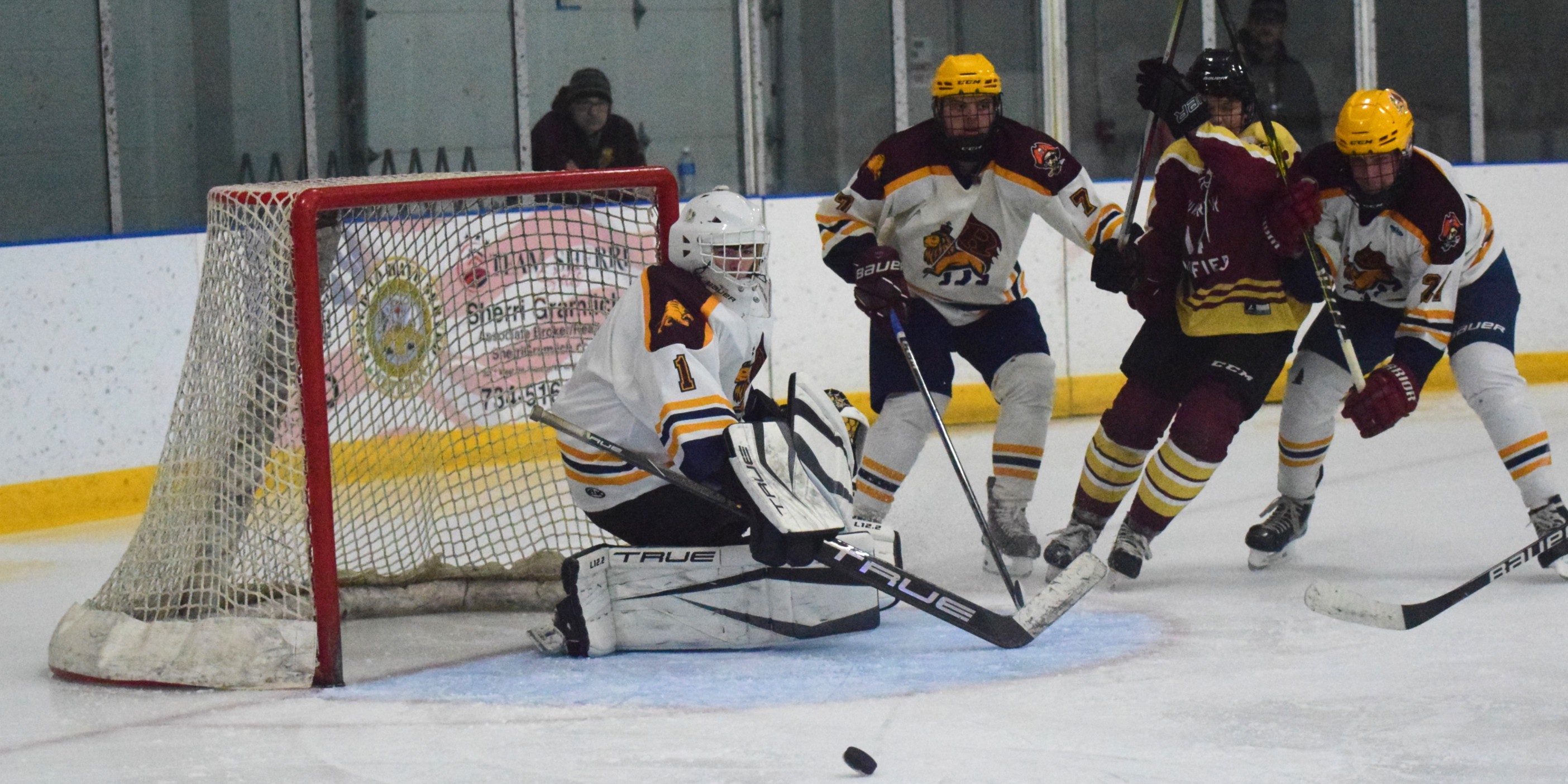 The Riverview-Cabrini United ice hockey team used a big third...