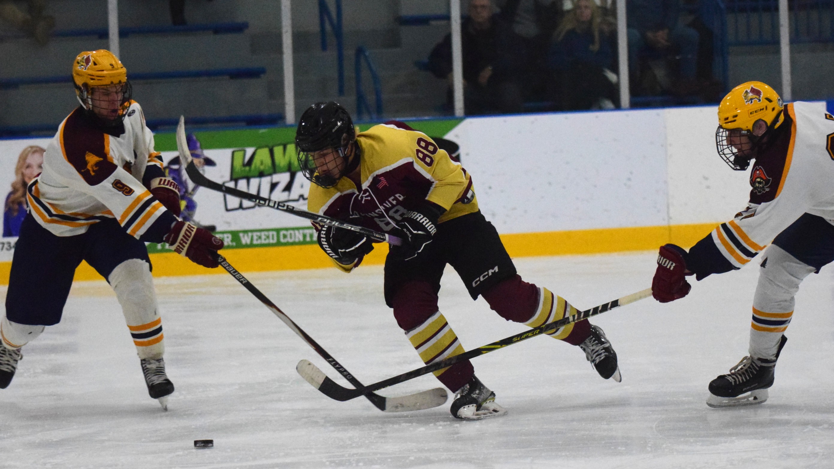 The Riverview-Cabrini United ice hockey team used a big third...