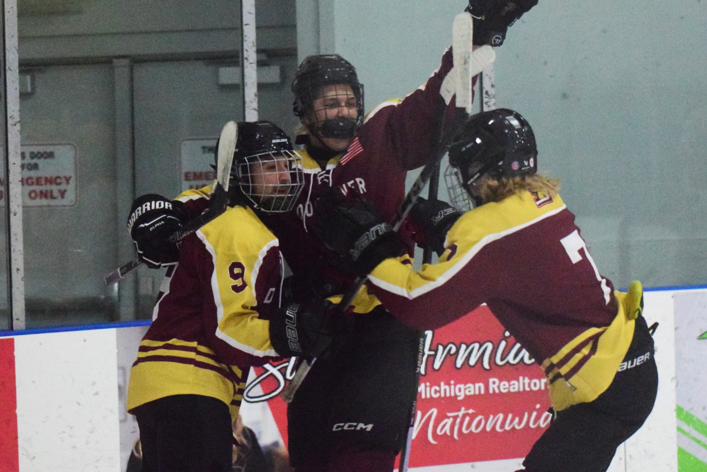 The Riverview-Cabrini United ice hockey team used a big third...