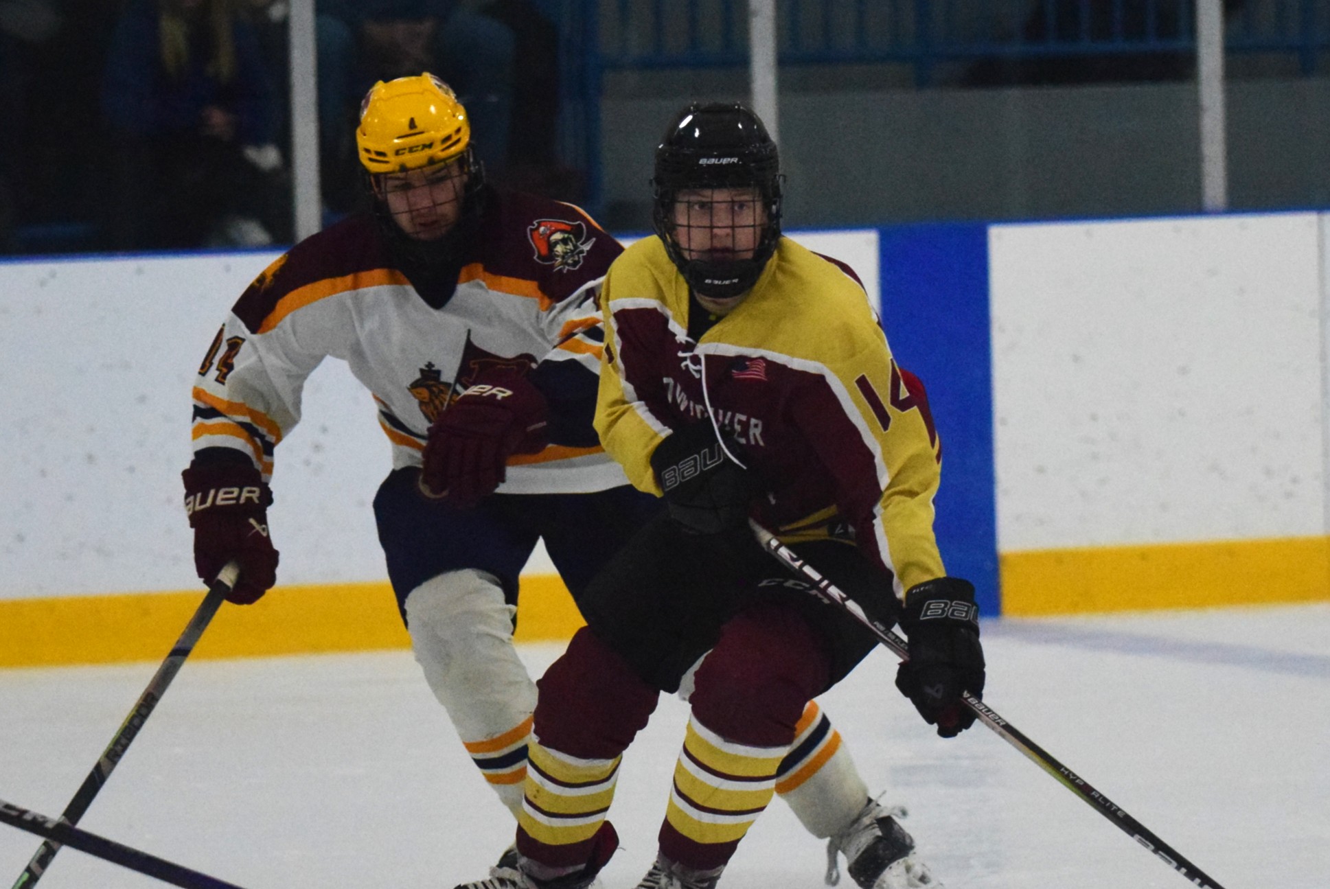 The Riverview-Cabrini United ice hockey team used a big third...