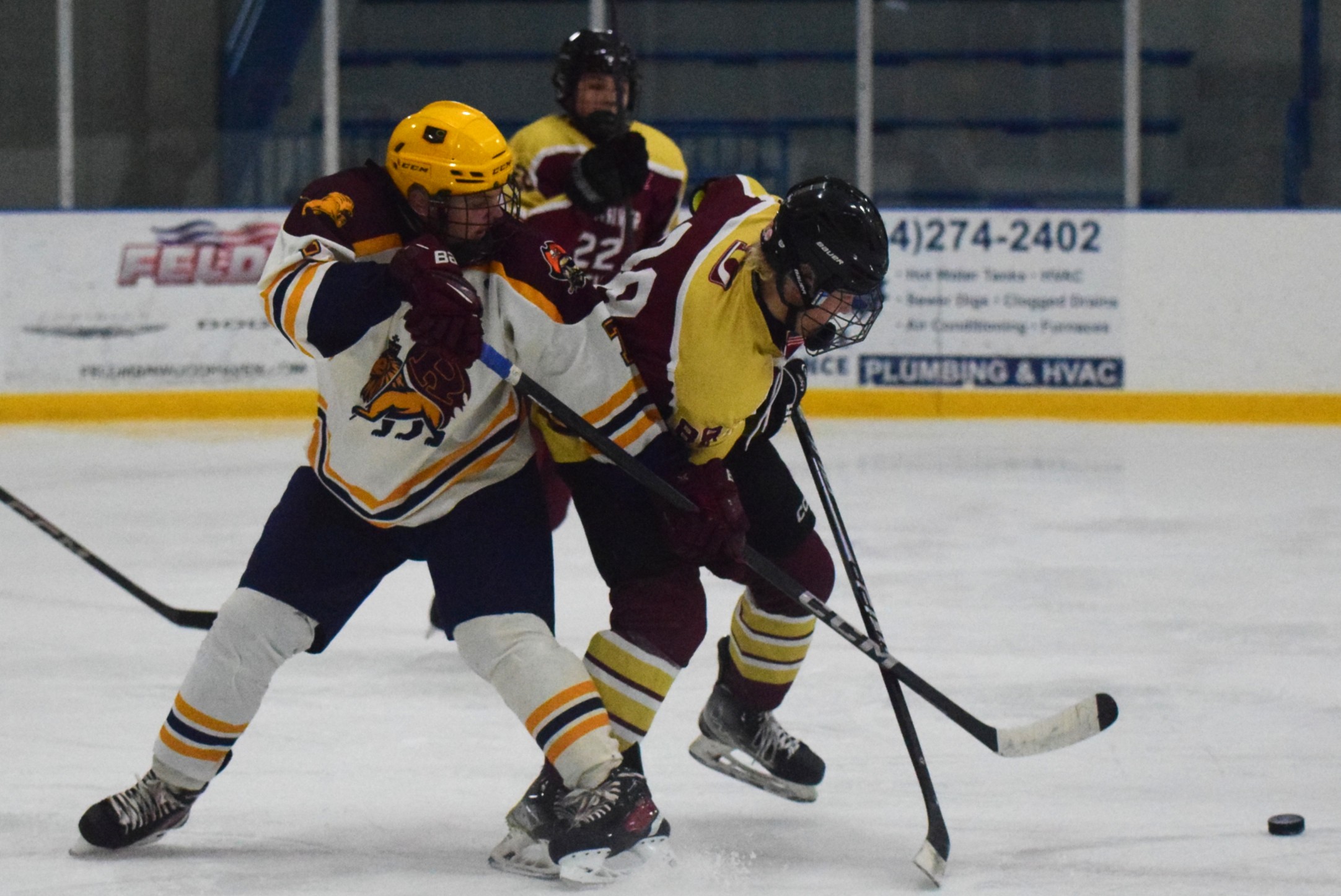 The Riverview-Cabrini United ice hockey team used a big third...