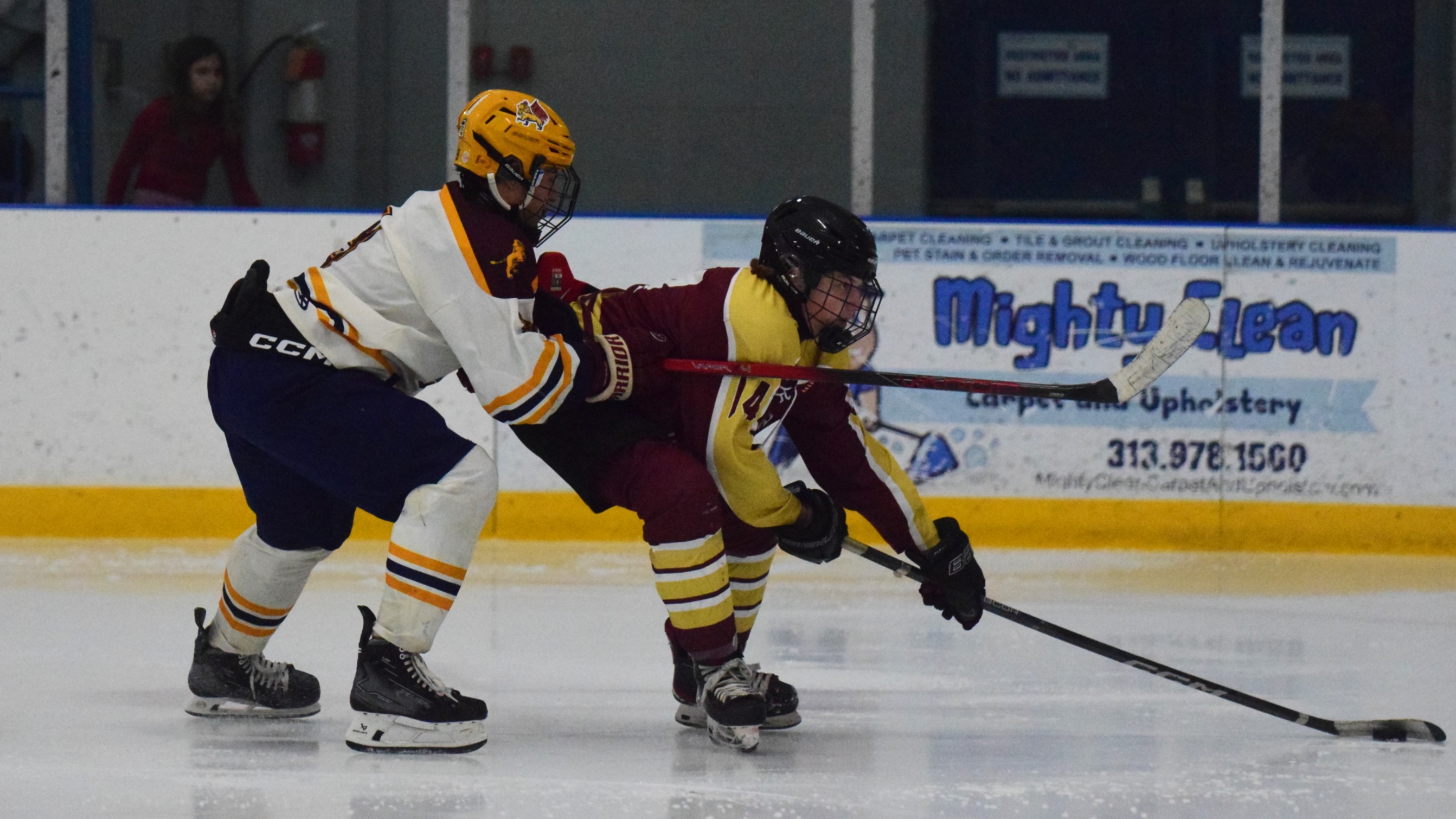The Riverview-Cabrini United ice hockey team used a big third...