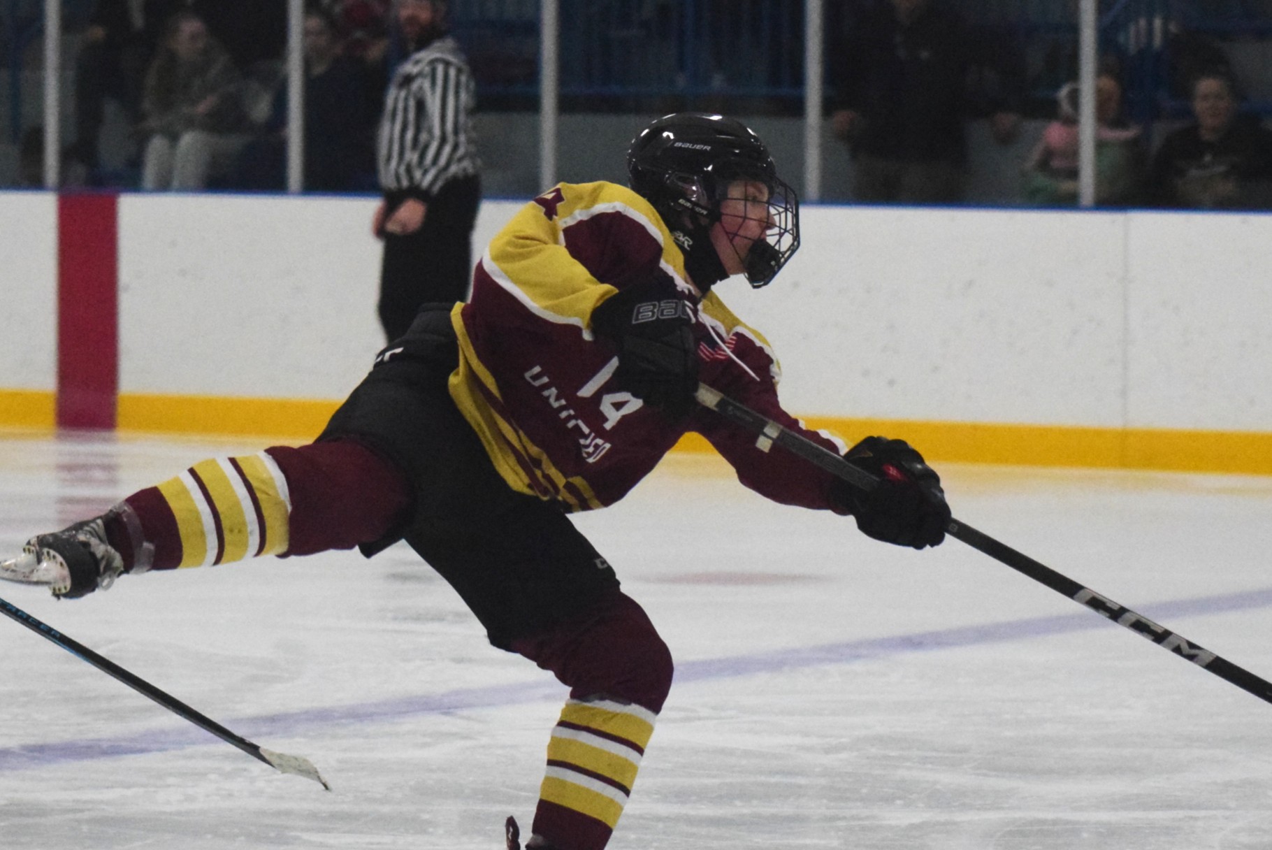 The Riverview-Cabrini United ice hockey team used a big third...