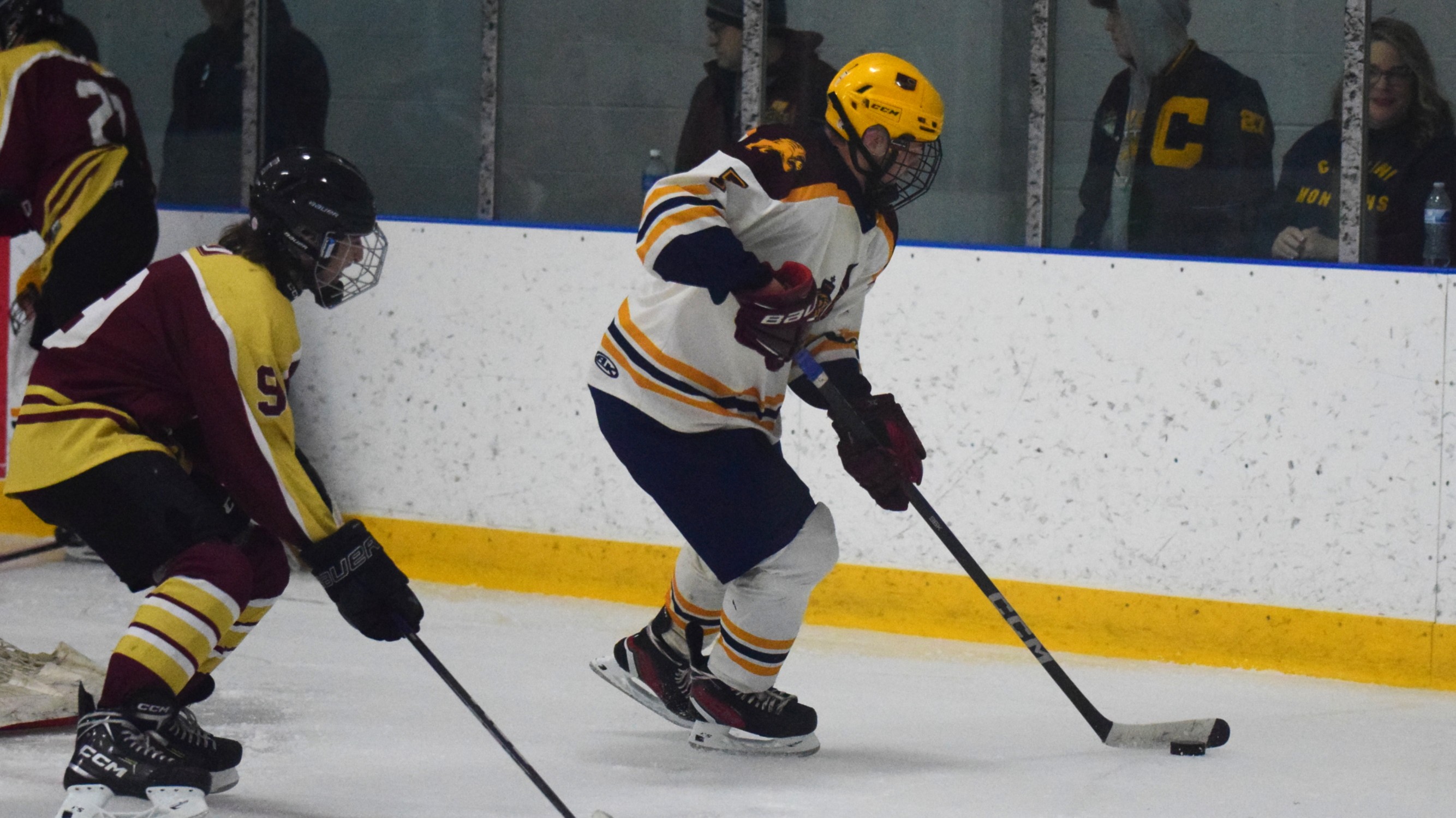 The Riverview-Cabrini United ice hockey team used a big third...
