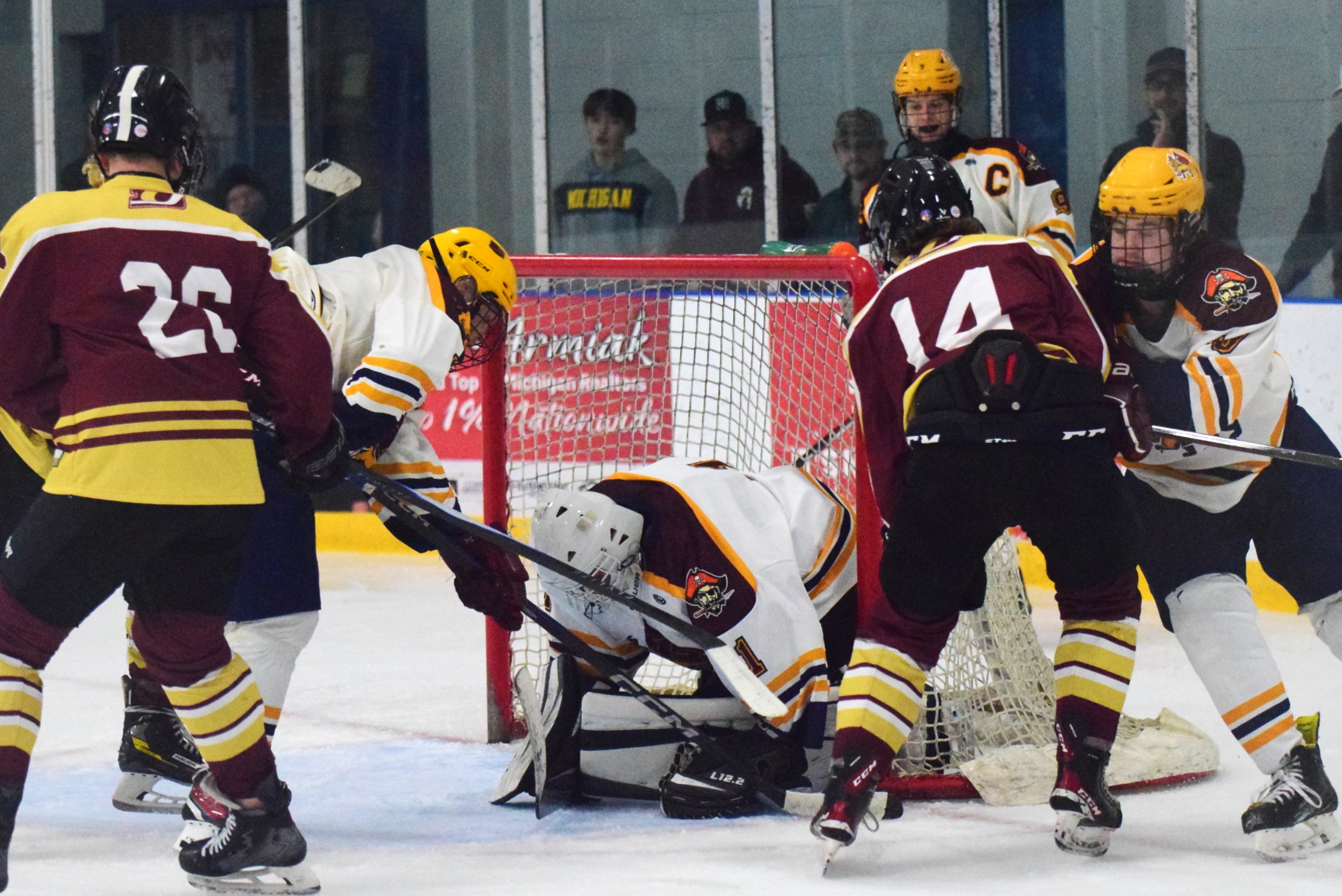 The Riverview-Cabrini United ice hockey team used a big third...