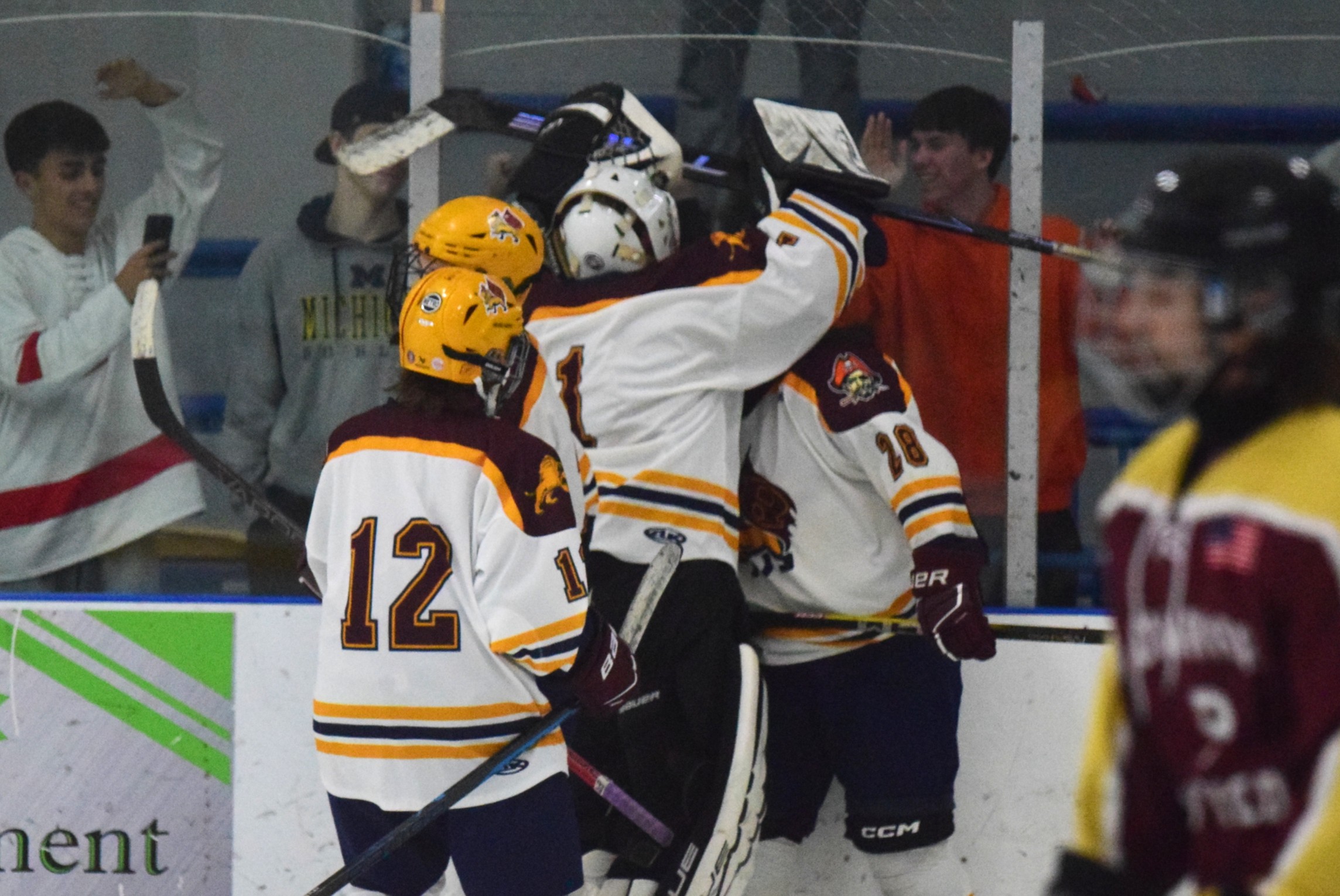 The Riverview-Cabrini United ice hockey team used a big third...