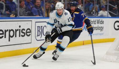 Nick Bjugstad #17 Utah Hockey Club St. Louis Blues NHL...