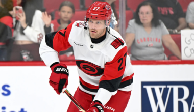 Nikolaj Ehlers skating for the Carolina Hurricanes