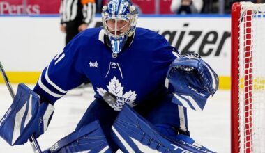 Maple Leafs G Anthony Stolarz skates for first time since injury