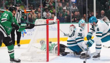 Stars use late goals barrage to sink San Jose Sharks, extend point streak to nine games
