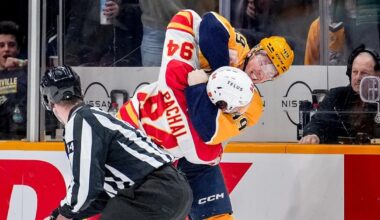 Predators rookies Reid Schaefer, Ozzy Wiesblatt deliver fights, first career goals in blowout win