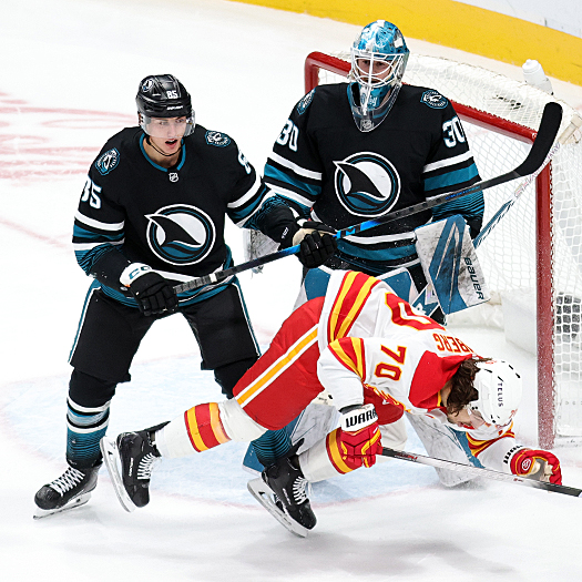 Celebrini, Goodrow hit for doubles in Sharks’ win over Flames