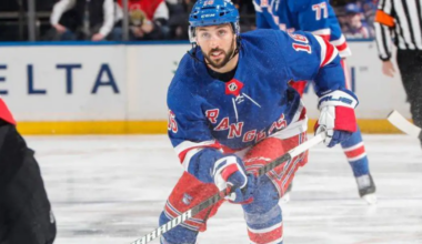 Vincent Trocheck skating for the New York Rangers