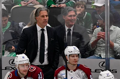 Colorado Avalanche head Coach Jared Bednar looks on during 2025 game.
