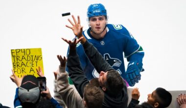 Linus Karlsson’s legacy game and Canucks’ best efforts not enough to beat the Mammoth