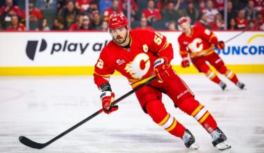 Flames’ Weegar given game misconduct after banging stick on glass