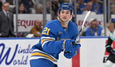 Blues' Jimmy Snuggerud, Alexey Toropchenko Out Multiple Weeks