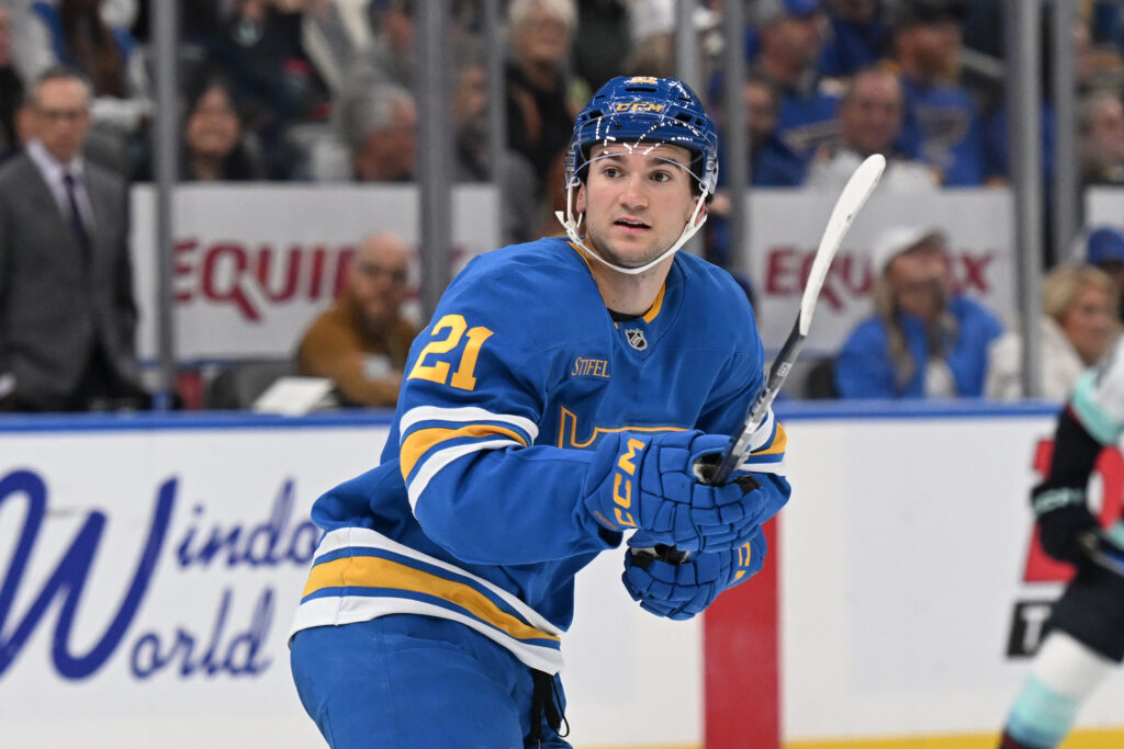 Blues' Jimmy Snuggerud, Alexey Toropchenko Out Multiple Weeks
