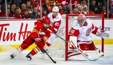 Flames can’t crawl back against Red Wings in 4-3 loss