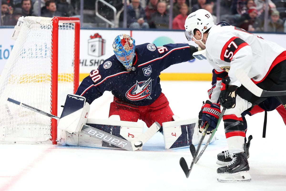 Elvis Merzlikins yanked early, Blue Jackets can’t quite recover in loss to Senators