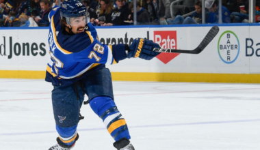 Justin Faulk skating for the St. Louis Blues