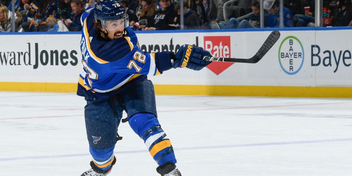 Justin Faulk skating for the St. Louis Blues