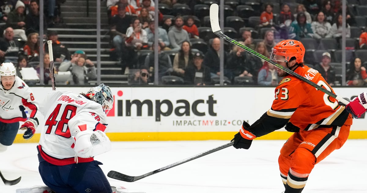 Anaheim Ducks snap Washington Capitals’ six-game winning streak with shootout victory on goals by Troy Terry, Mason McTavish