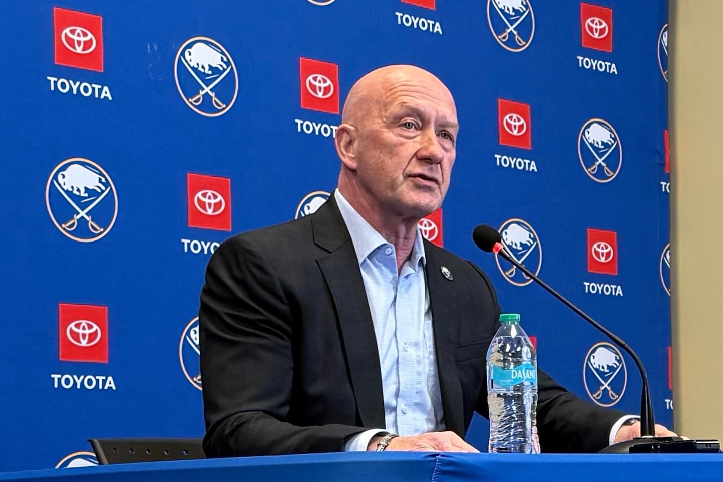 New Sabres general manager Jarmo Kekalainen addressed the press during his introductory press conference on Tuesday. 