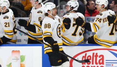 David Pastrnak had the lone goal for the Bruins in the 4-1 loss at Buffalo Saturday night.