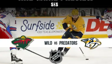 NHL game preview featuring the Minnesota Wild vs. Nashville Predators, with key player actions on the ice.
