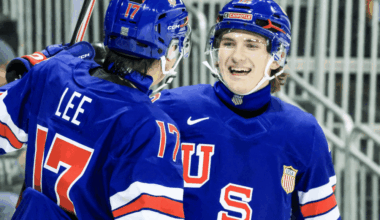 Will Zellers (Bruins) and Ryker Lee