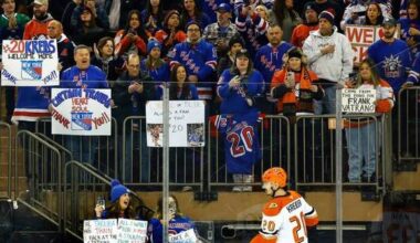 Chris Kreider and Jacob Trouba play at the Rangers for the 1st time since their trades to the Ducks