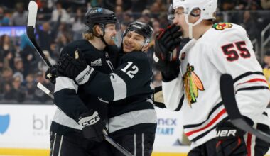 Clarke scores twice, Kuemper makes 23 saves in Kings' 6-0 romp over Blackhawks