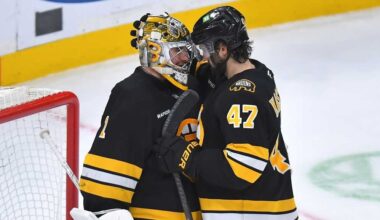 Bruins rally to beat Blues 5-2 with two goals each from Kastelic and Minten