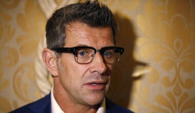 Marc Bergevin, general manager of the Montreal Canadiens, speaks with the media after a meeting of NHL general managers Tuesday, June 23, 2015, in Las Vegas. (AP Photo/John Locher)