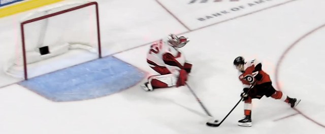 Aggressive goaltending in the shootout Flyers Hurricanes