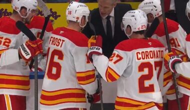 Measuring the Calgary Flames forward group by 82-game point pace
