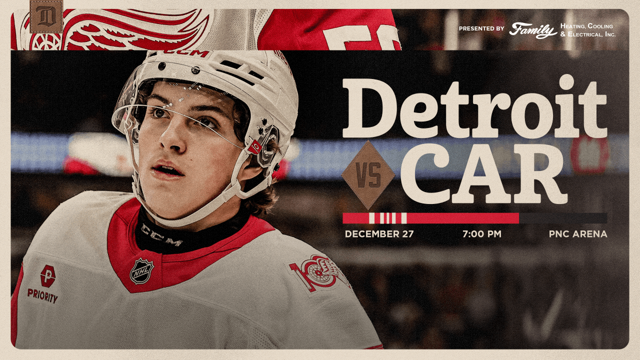 PREVIEW: Division leaders square off as Red Wings visit Hurricanes on Saturday night