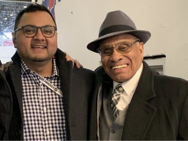 NHL's Donny Khan, left, and Willie O'Ree