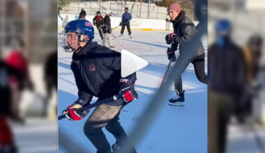 Watch: Habs defenceman Lane Hutson plays shinny with kids in N.D.G.