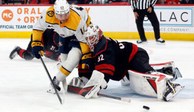 Blake has 2 goals and an assist to lead the Hurricanes past the Predators, 6-3