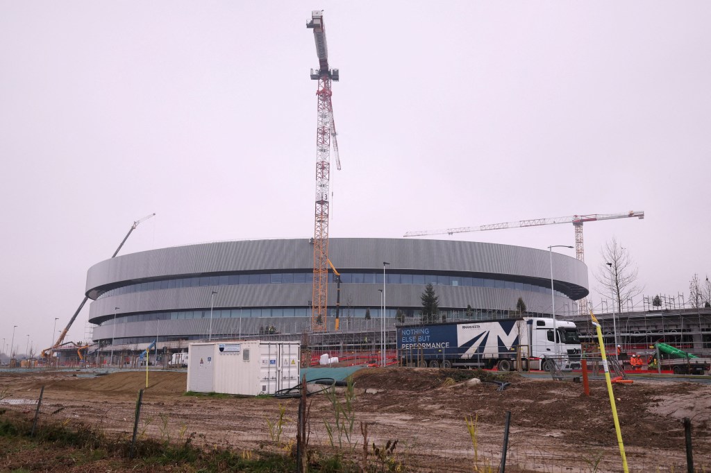 The construction site of the PalaItalia Santa Giulia ice hockey arena, which will host the hockey and para hockey competitions at the Milano Cortina 2026 Winter Olympic Games, in Milan, Italy.