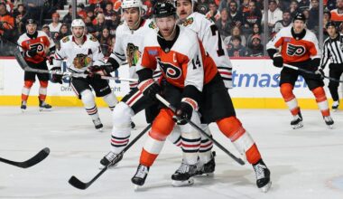 Konecny has goal and assist to lead Flyers past Blackhawks 3-1, handing Chicago 6th straight loss
