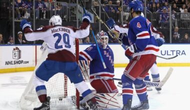 MacKinnon scores twice as Avalanche beat Rangers 3-2 in overtime