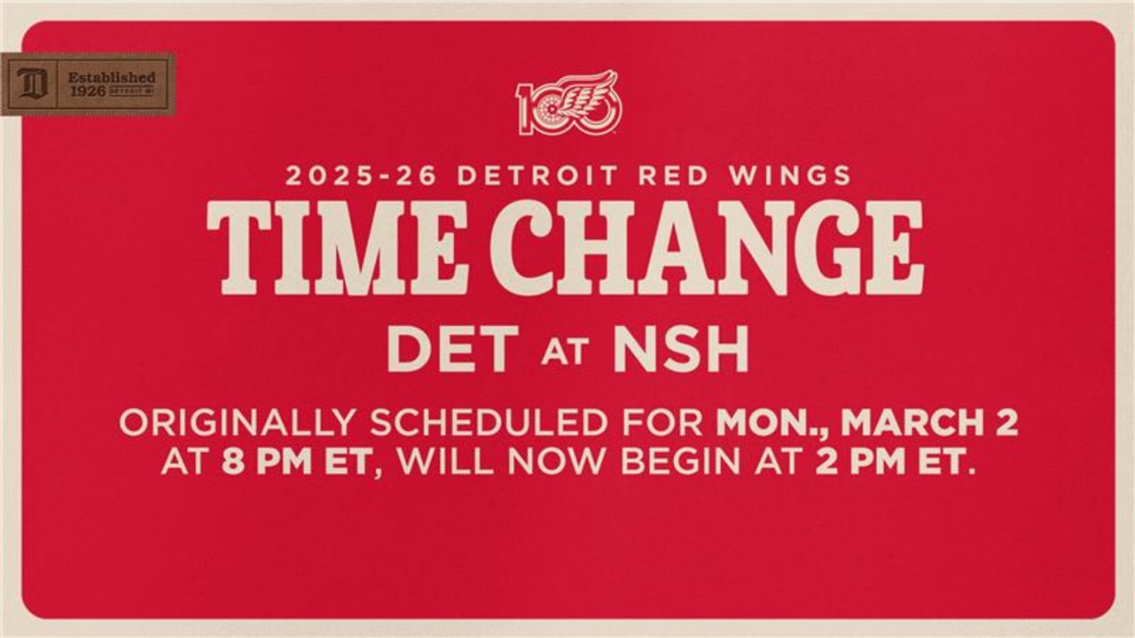 Red Wings vs. Predators Game on Monday, March 2 to Start at 1 p.m. CT / 8 p.m. CET