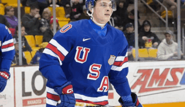 James Hagens (Bruins) with Team USA at the World Juniors