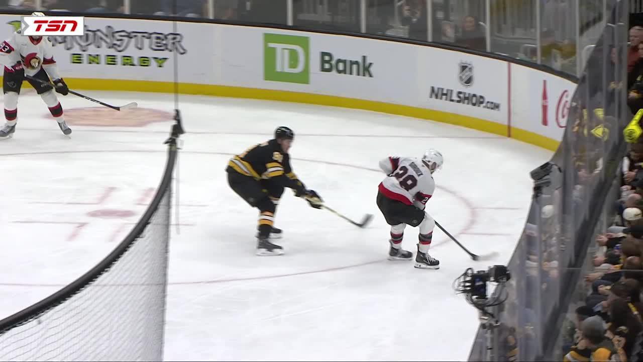 Fabian Zetterlund with a Powerplay Goal vs. Boston Bruins