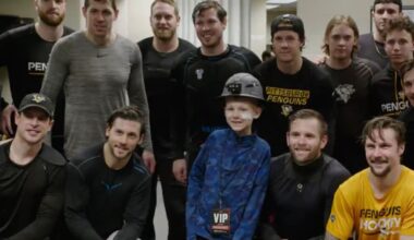 Star Wears: Penguins award steel worker helmet to player of game