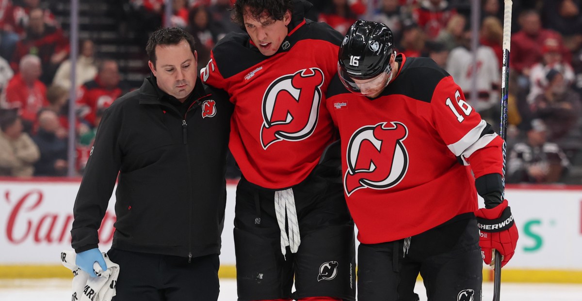 Devils Decked by Jackets as Dillon Leaves With Injury in 1,000th Game